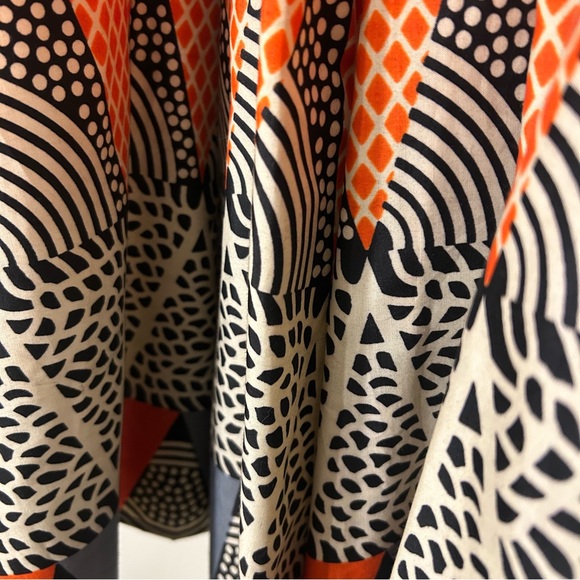 Vibrant Orange and Black Geometric Patterned Women's Wax Skirt - Picture 9 of 9